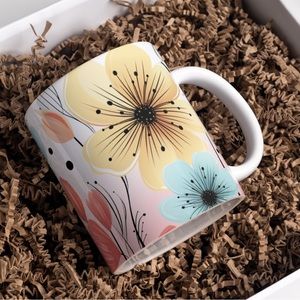 Handmade Floral Coffee Mug | New 15oz Sublimated Coffee Mug